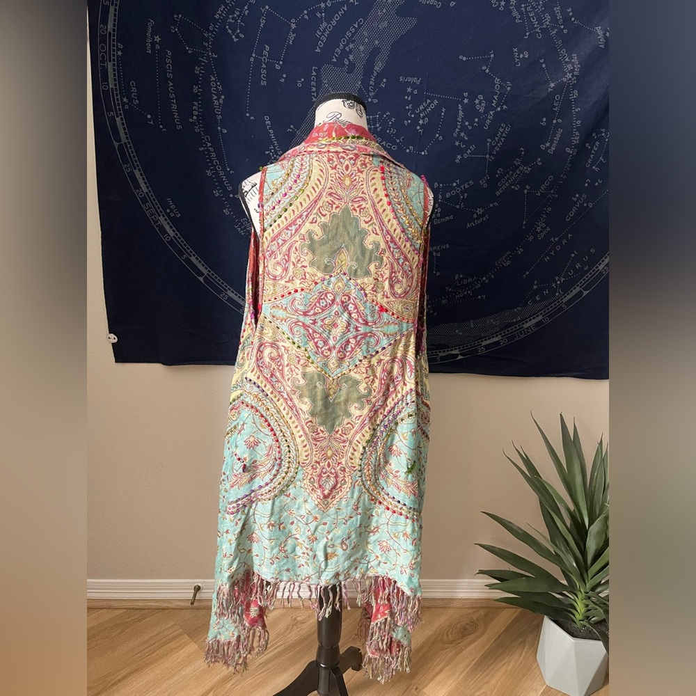 Boho Reversible Sleeveless Kimono Vest - Picture 6 of 6